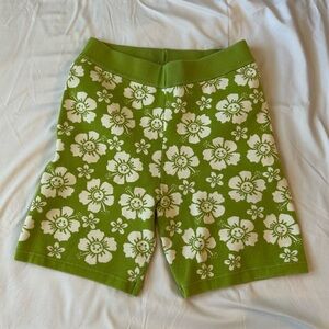 Floral Green and White Women's Shorts | Charlie Holiday | biker shorts | M